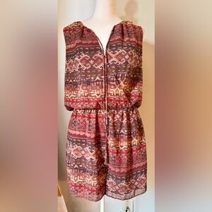 BCBGeneration-Red Sleeveless Romper for Casual Resort Wear-Size M